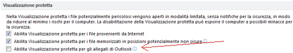 Errore aprendo un allegato di Outlook